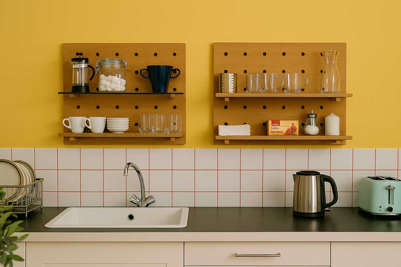Lochwandregal in der Küche