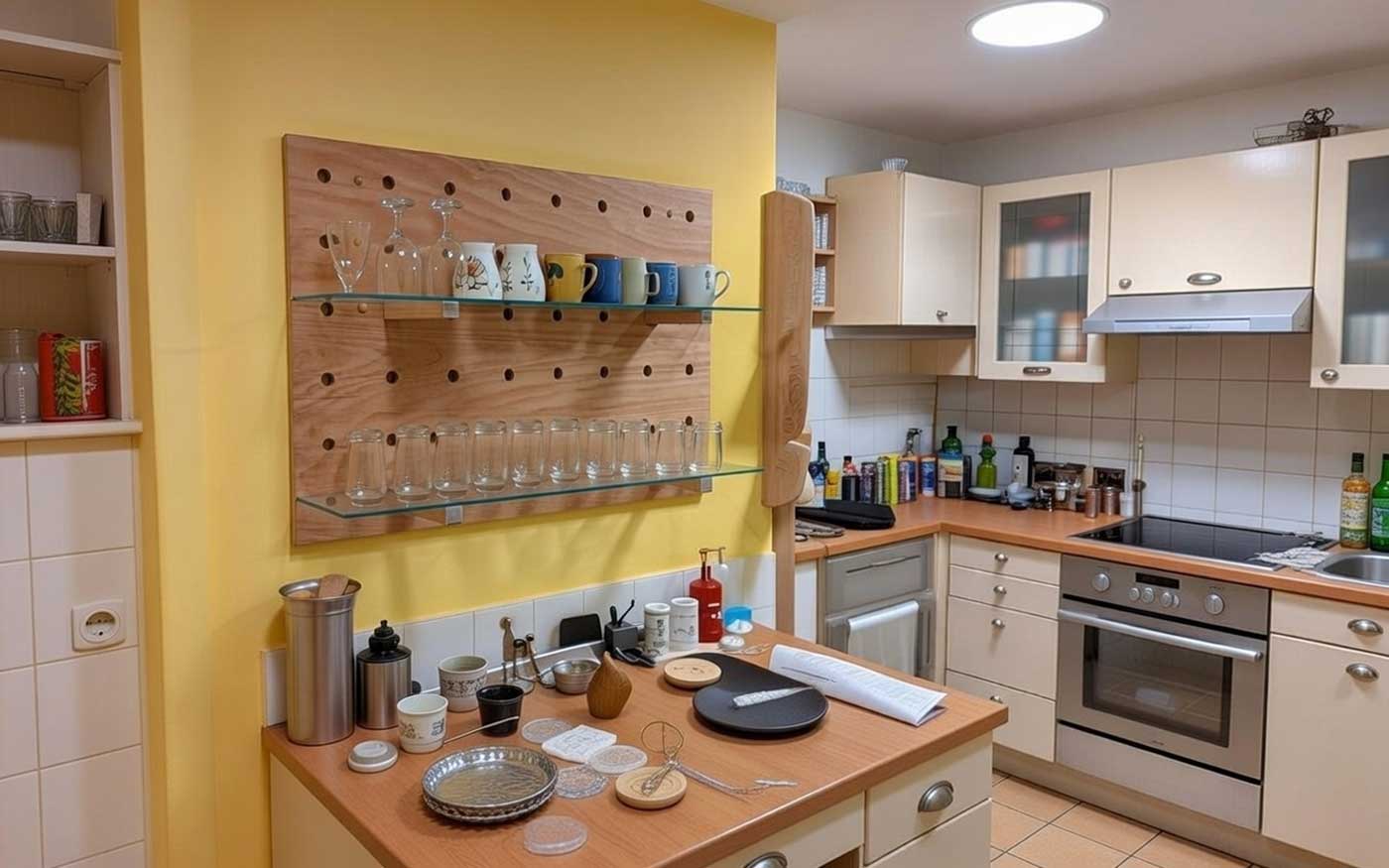 Steckwand-Regal mit Glasboden